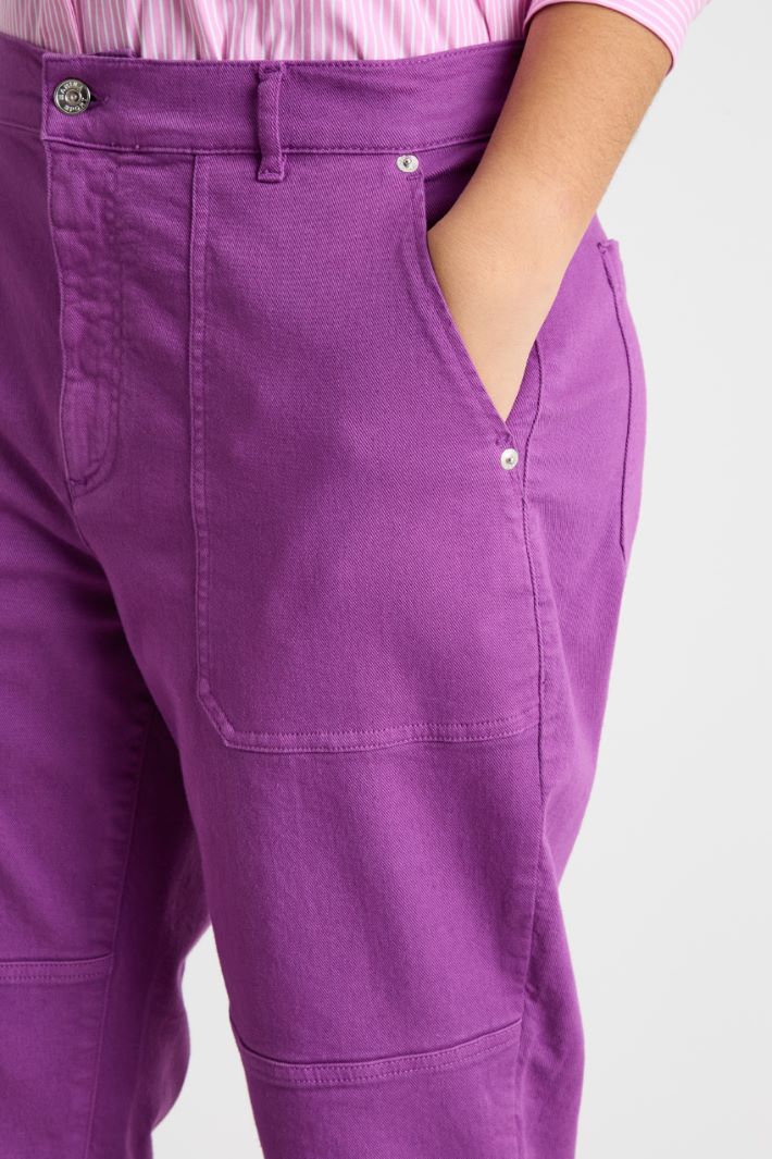 Top-stitched bull denim trousers Intrend - 3