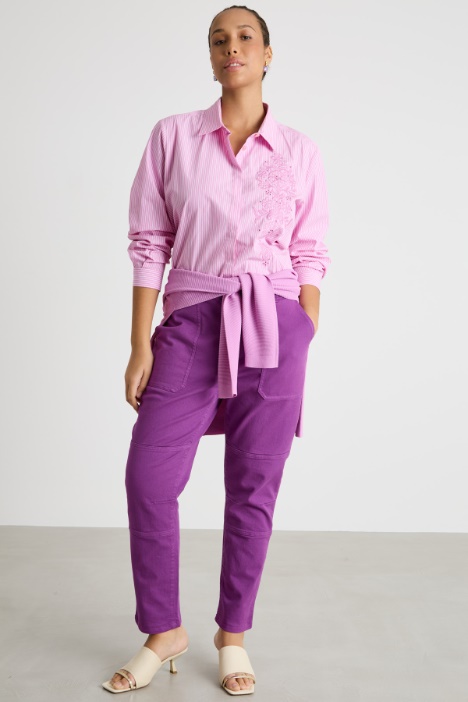 Top-stitched bull denim trousers Intrend