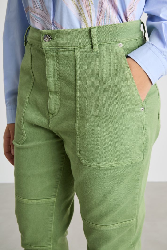 Top-stitched bull denim trousers Intrend - 3