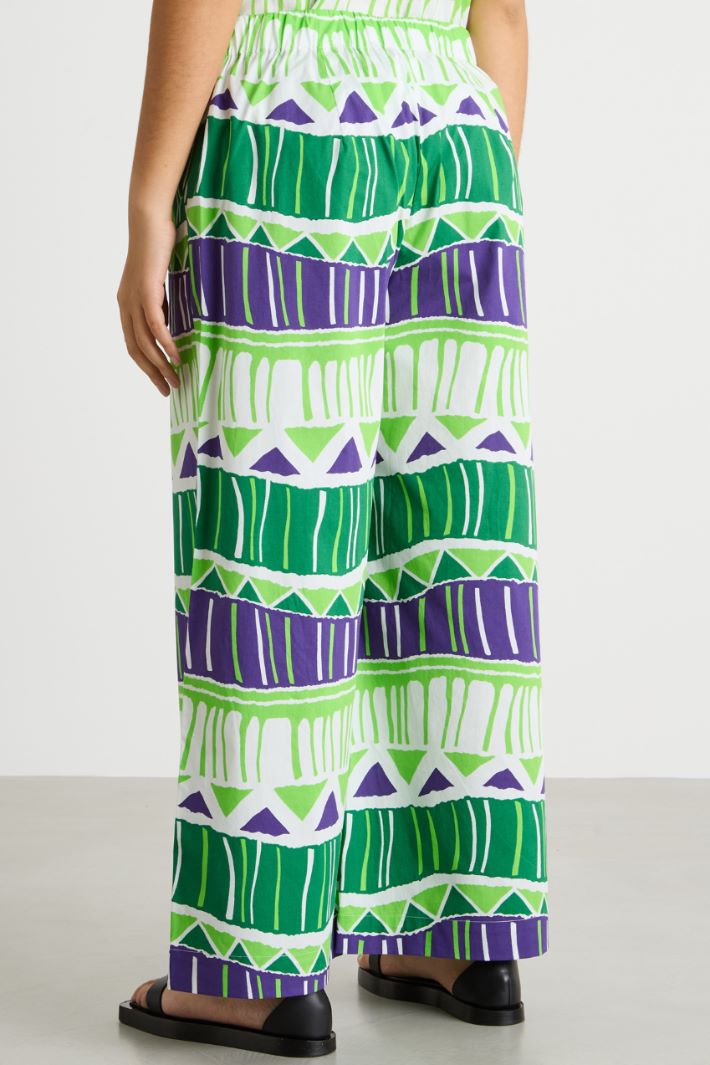 Printed poplin trousers Intrend - 4