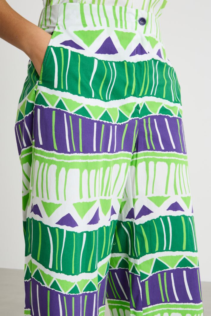 Printed poplin trousers Intrend - 3