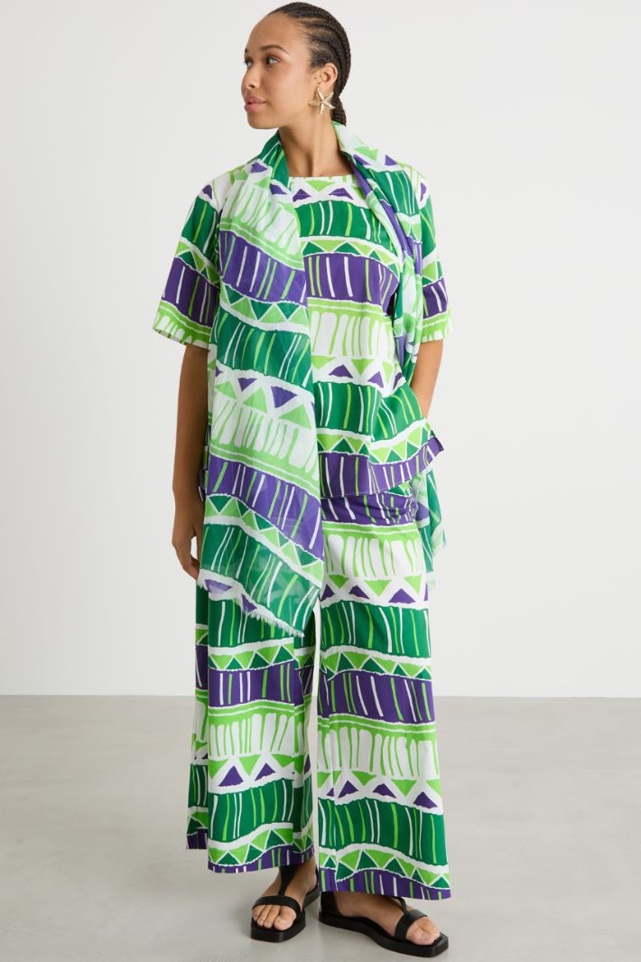 Printed poplin trousers Intrend