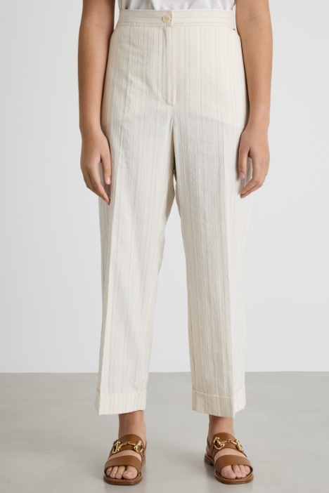 Pantalone jacquard con risvolto