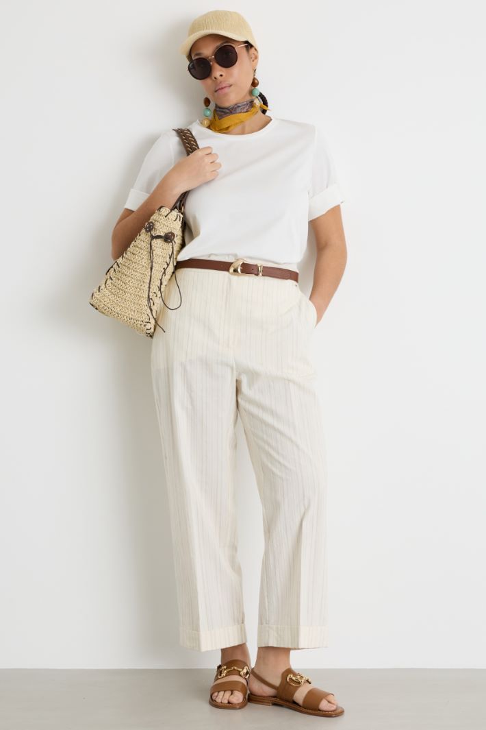 Pantalone jacquard con risvolto Intrend