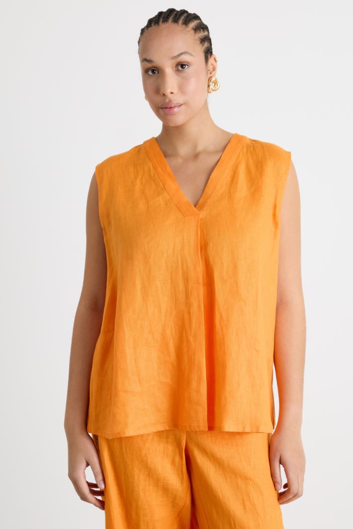 Flat-Pleat Linen Canvas Top Intrend - 2