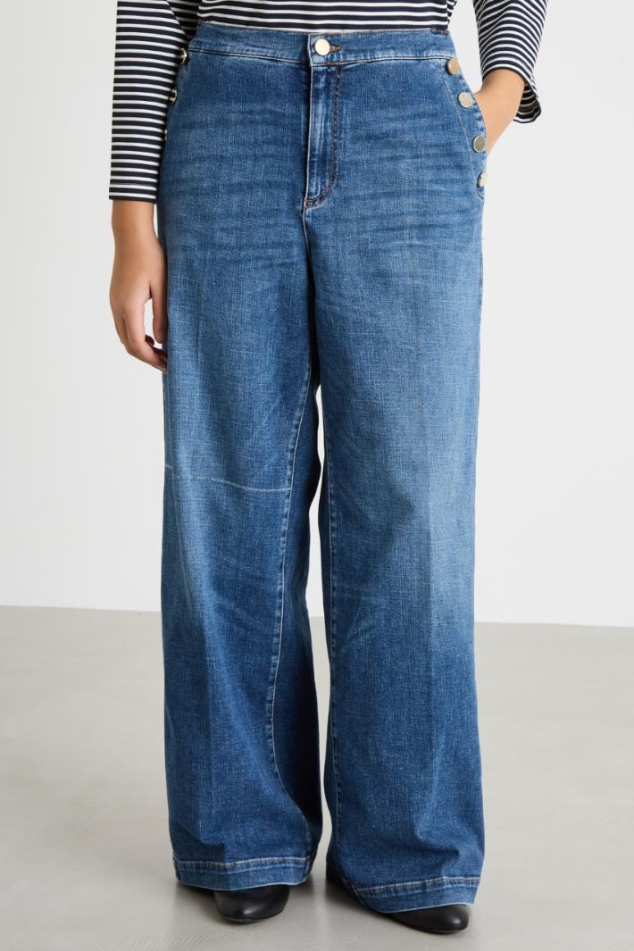 Wide-leg jeans with sailor-style buttons Intrend - 2