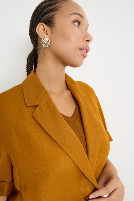 Casacca in twill con maniche corte