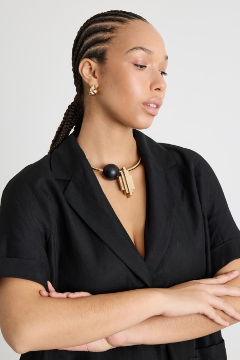 Casacca in twill con maniche corte