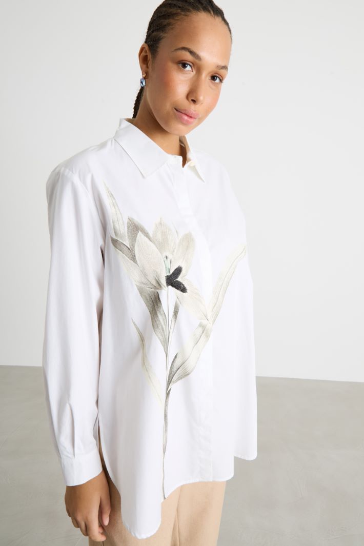Placement-print poplin blouse Intrend - 2
