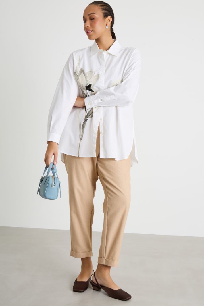 Placement-print poplin blouse Intrend