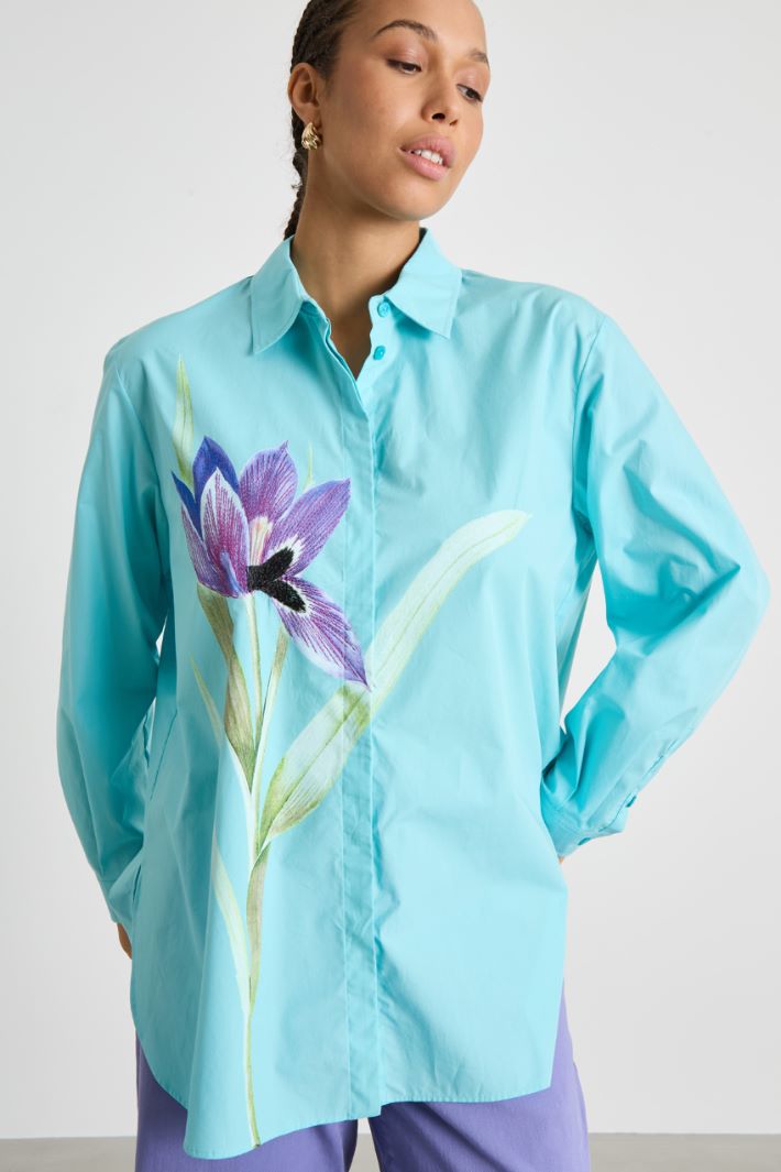 Placement-print poplin blouse Intrend - 2