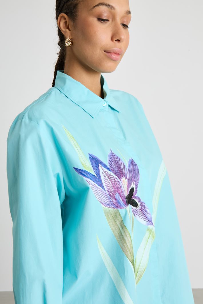 Placement-print poplin blouse Intrend - 3