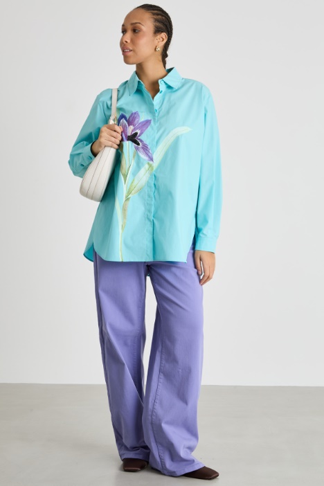 Placement-print poplin blouse Intrend