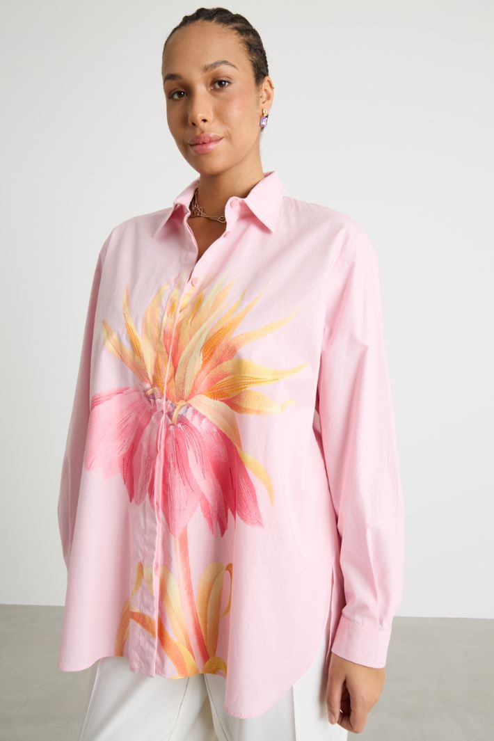 Placement-print poplin blouse Intrend - 2