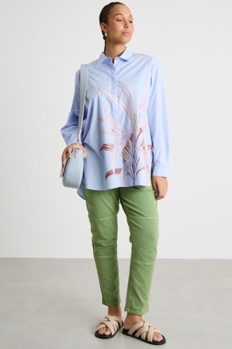 Placement-print poplin blouse Intrend