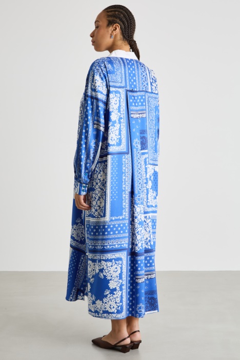 Abito lungo in twill stampato