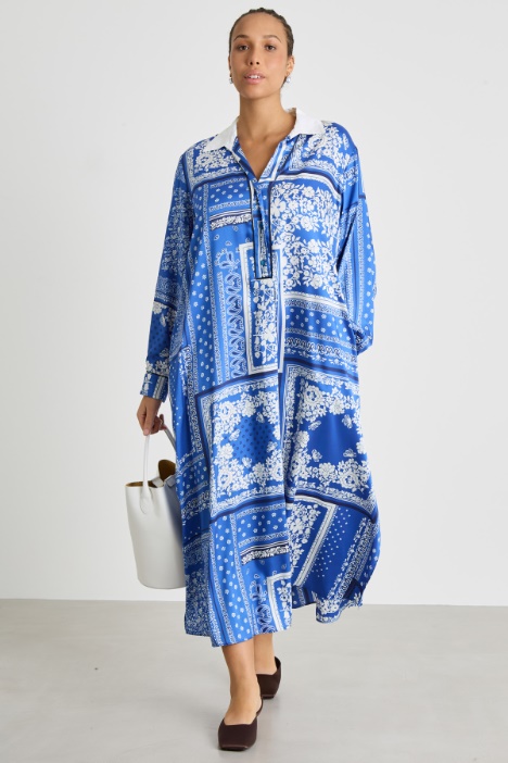 Long shirt dress in printed twill Intrend