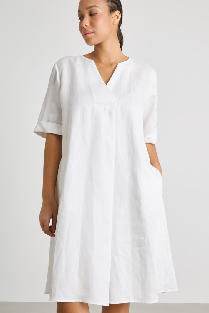 Linen-blend twill midi dress Intrend - 2