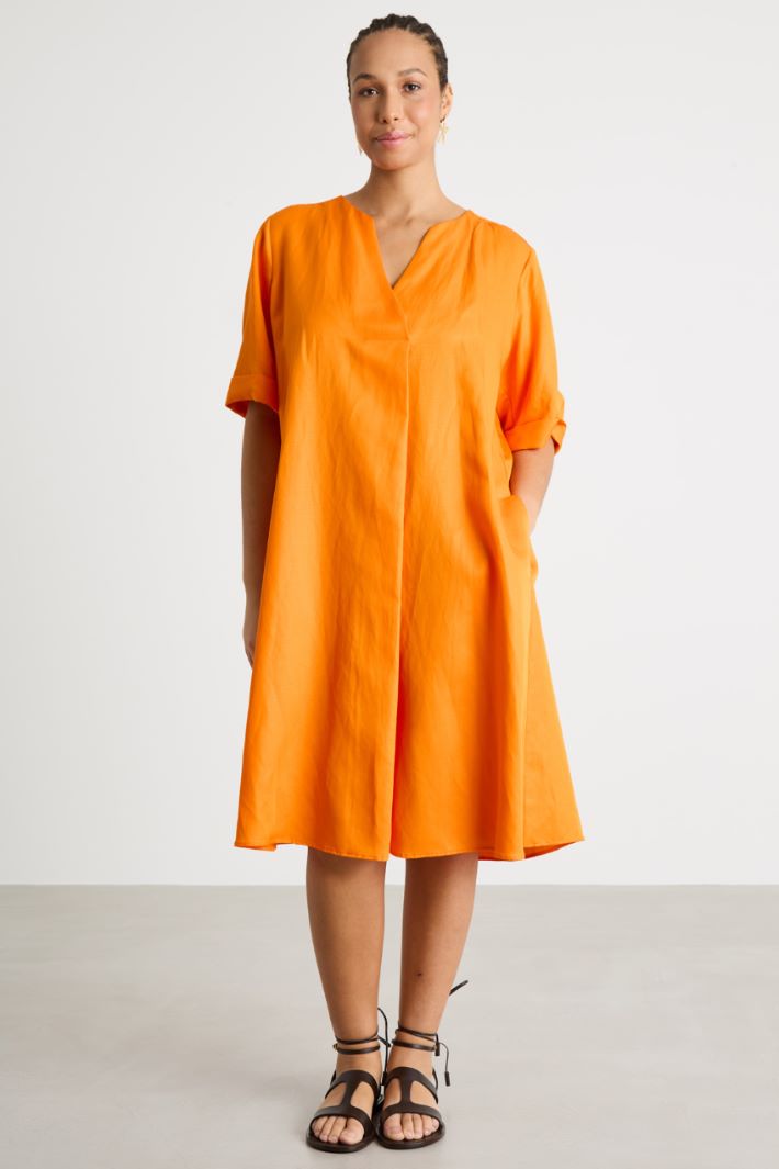 Linen-blend twill midi dress Intrend - 2