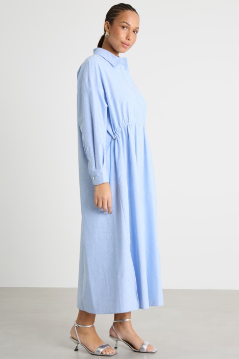 Abito chemisier lungo in Oxford