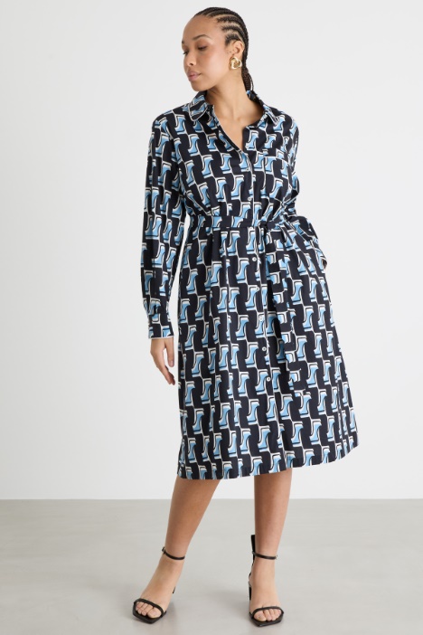 Vestido camisero de popelina