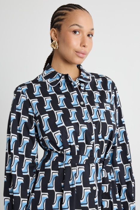 Vestido camisero de popelina