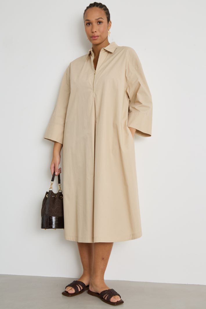 Belted poplin shirt dress Intrend