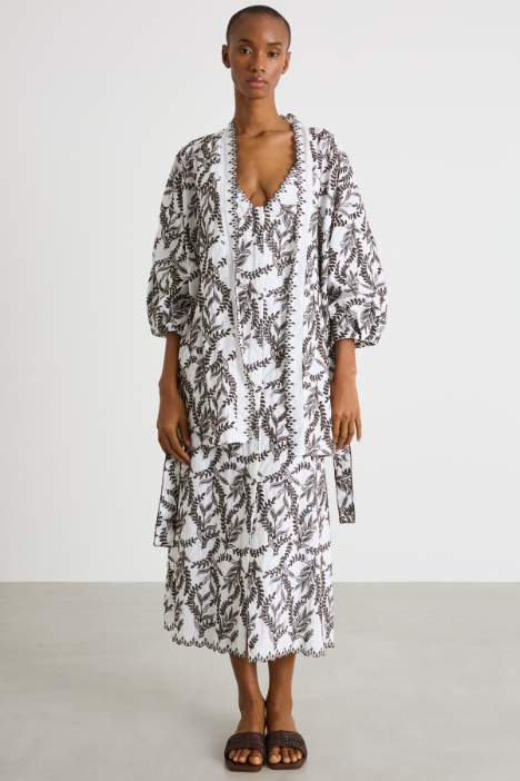 Kimono in popeline ricamato