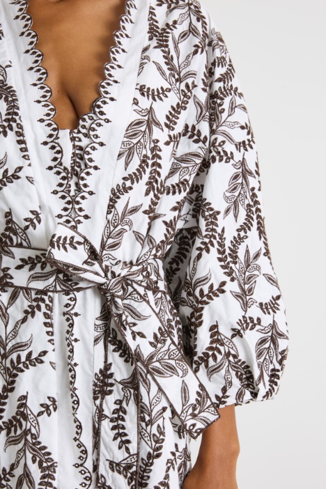 Kimono in popeline ricamato