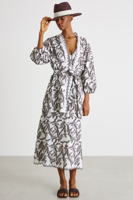 Embroidered poplin kimono Intrend