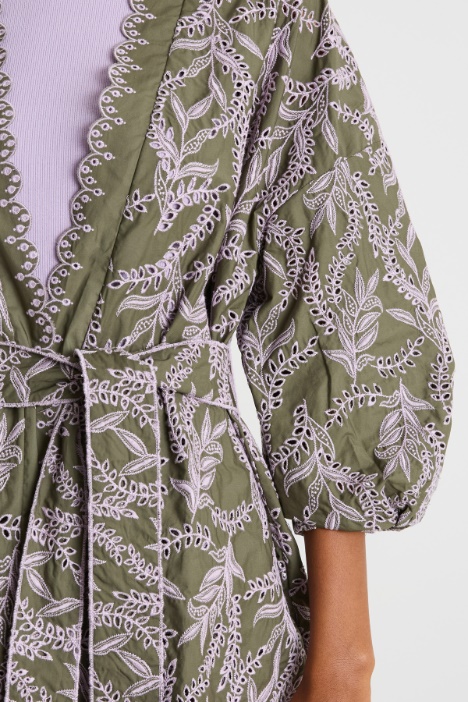 Kimono in popeline ricamato