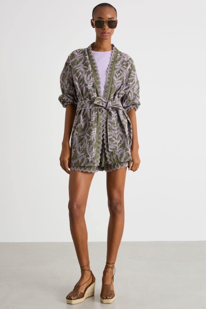 Embroidered poplin kimono Intrend
