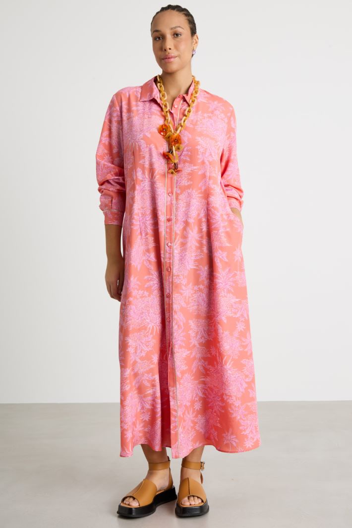 Printed crepe de chine shirt dress Intrend - 2