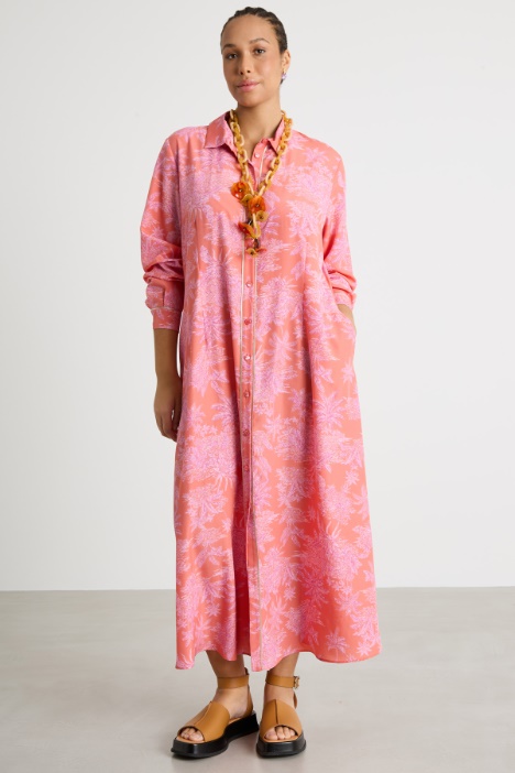 Abito chemisier in crepe de chine stampato