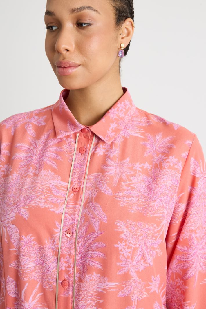 Printed crepe de chine shirt dress Intrend - 3