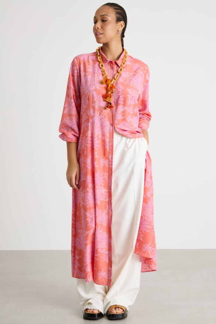 Printed crepe de chine shirt dress Intrend