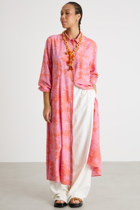 Printed crepe de chine shirt dress Intrend