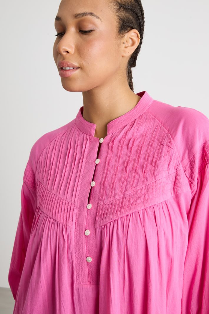 Long muslin dress with pleat detail Intrend - 3