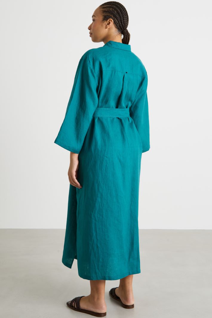 Shirt dress in linen canvas Intrend - 4