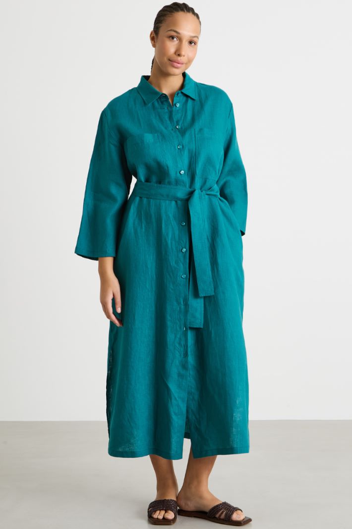 Shirt dress in linen canvas Intrend - 2