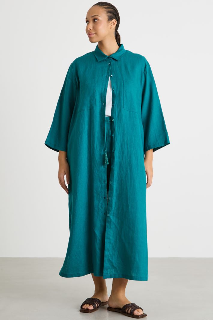 Shirt dress in linen canvas Intrend