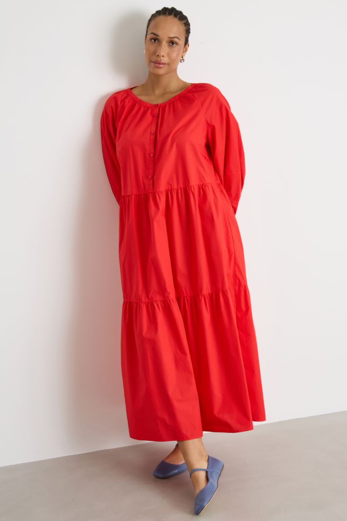 Long tiered poplin dress Intrend - 2