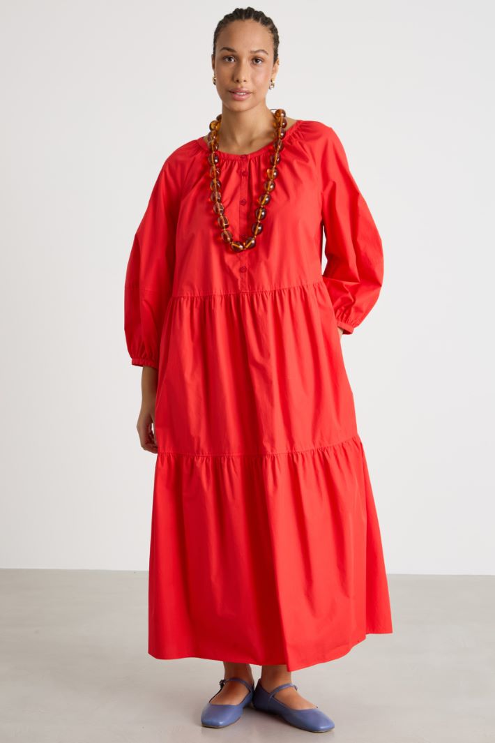 Long tiered poplin dress Intrend