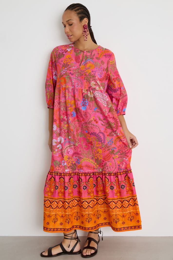 Long printed canvas dress Intrend