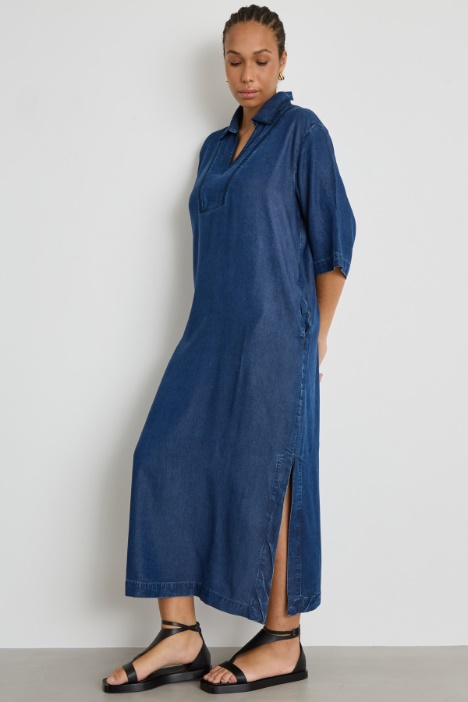 Abito lungo in jeans con spacchi