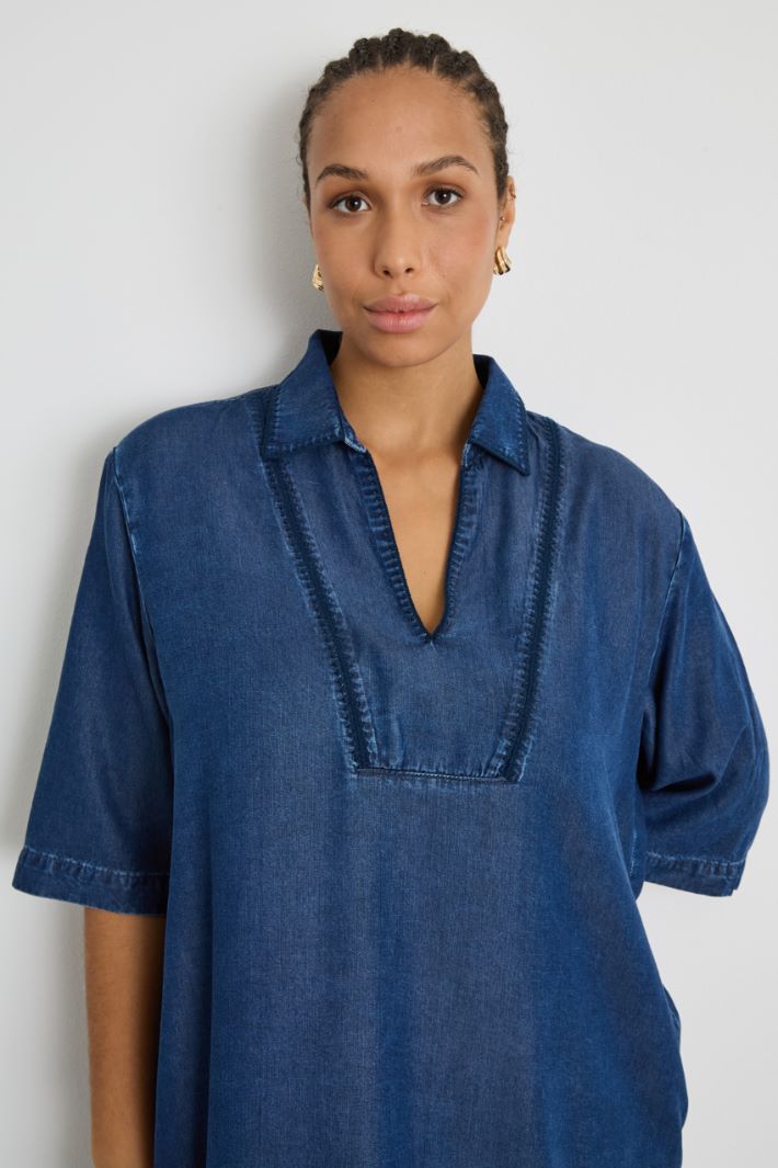 Long denim dress with slits Intrend - 3