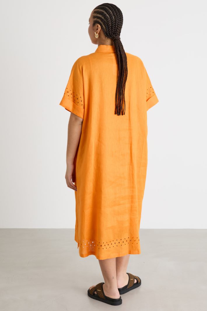 Openwork linen canvas shirt dress Intrend - 4