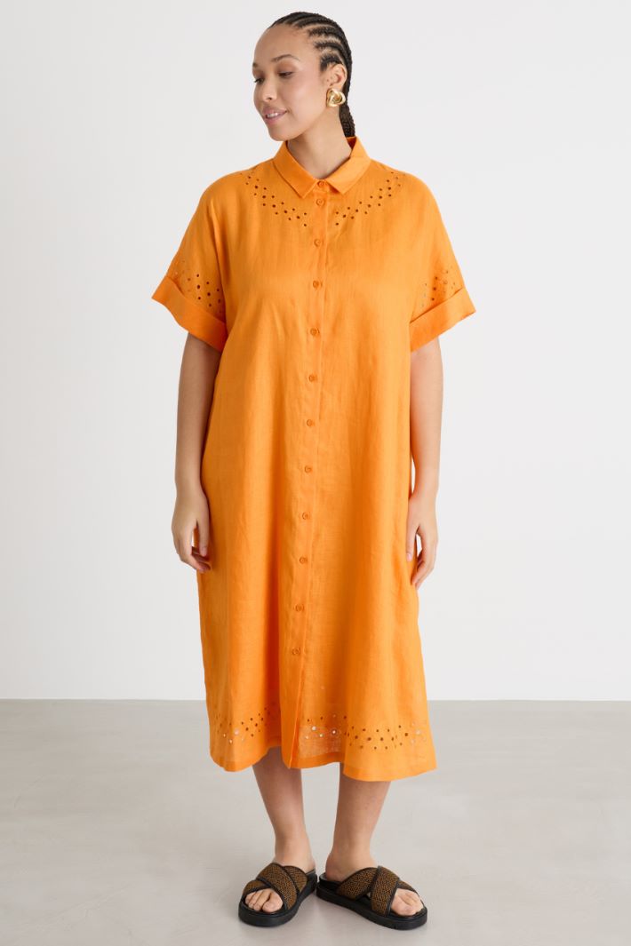 Openwork linen canvas shirt dress Intrend - 2