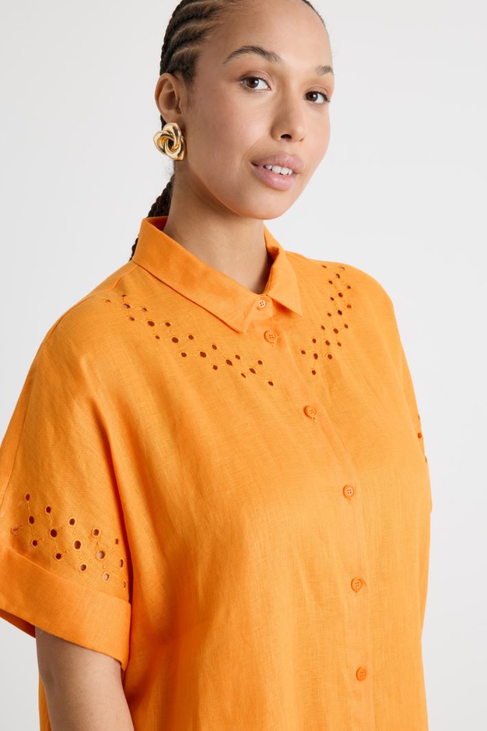 Openwork linen canvas shirt dress Intrend - 3