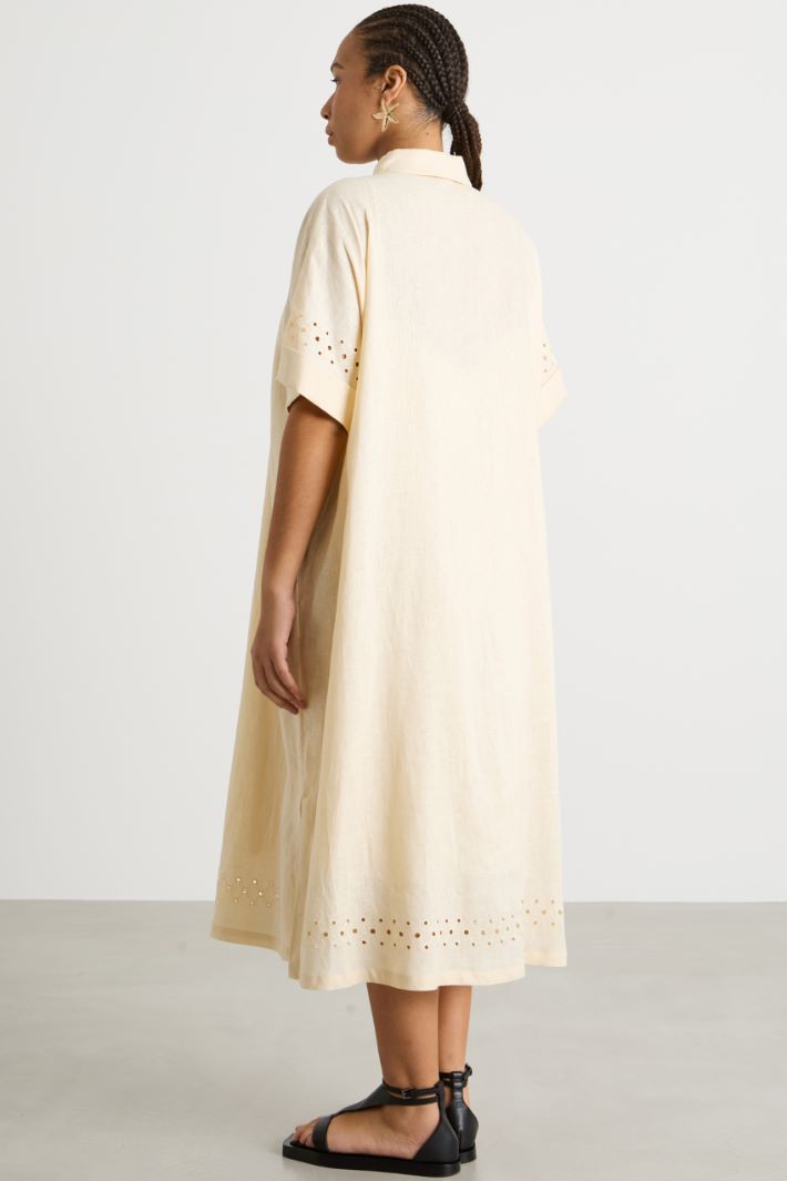 Openwork linen canvas shirt dress Intrend - 4